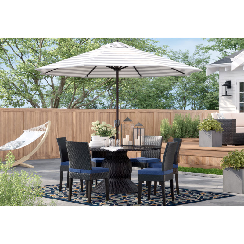 Sol 72 Outdoor™ Monterey Geometric Navy/Blue/Gold Area Rug & Reviews